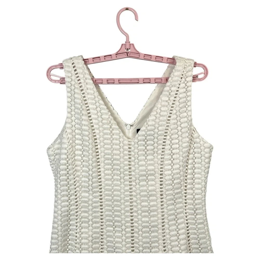J. Crew White‎ Geometric Lace V-Neck Mini Skater Sleeveless Dress, Size 8